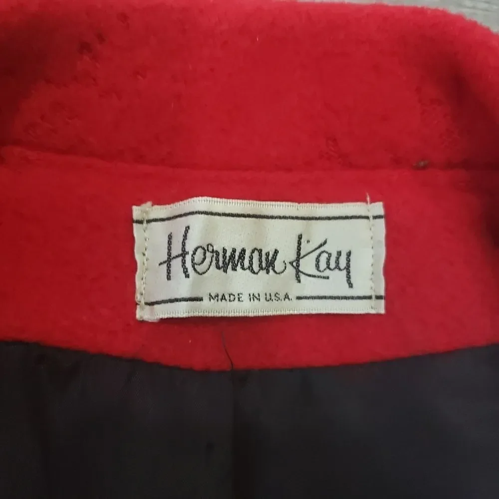 Vintage Herman Kay 80% Wool Peacoat Dress Coat Womens Size Medium Made In USA - Picture 4 of 14